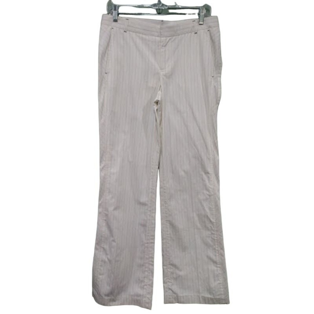Tibi Women's Wide Leg Pinstriped Trouser Pants, Cream/Gray, Sz 6